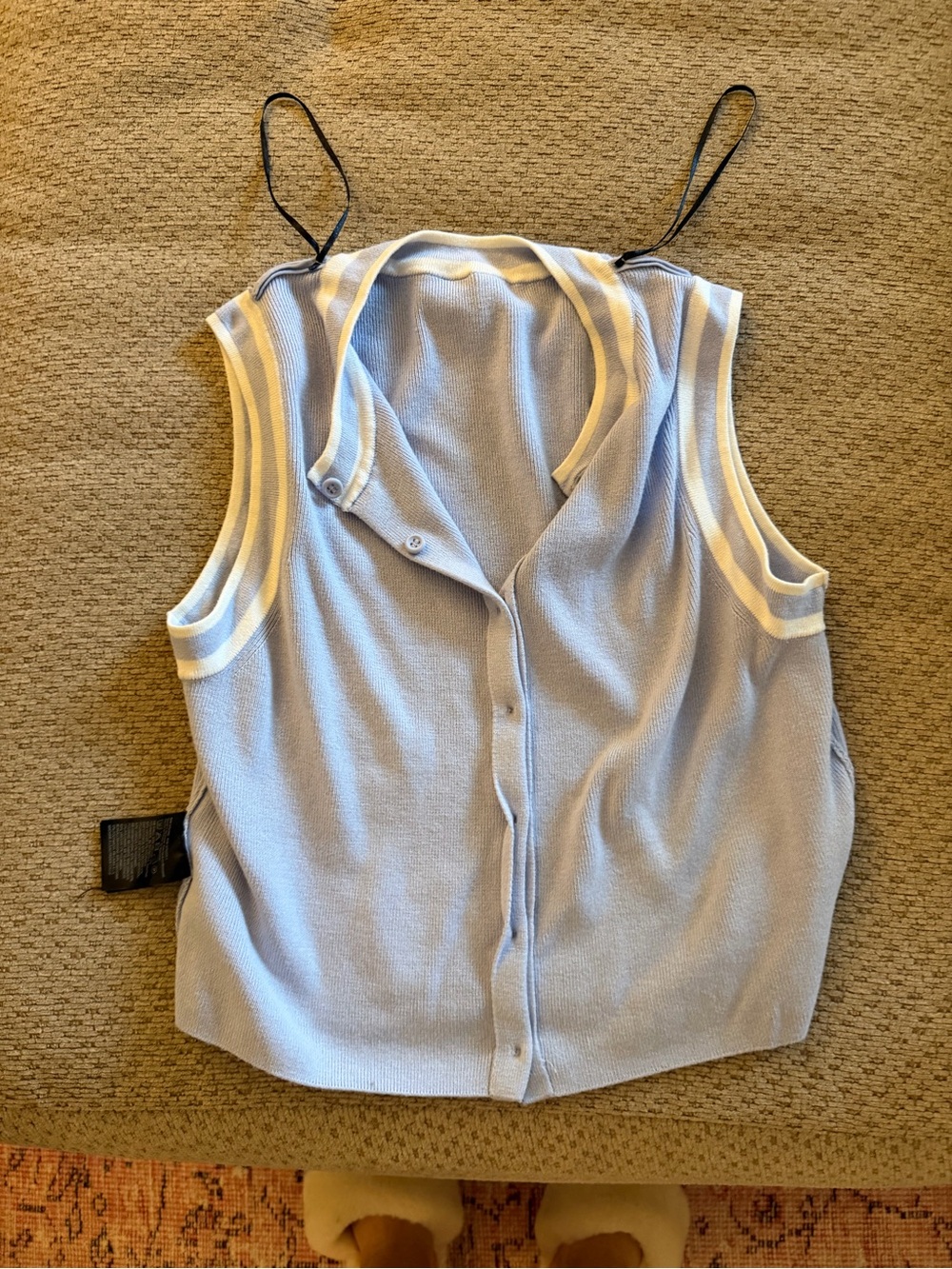 H&M Light Blue and White Knit Crop Tank